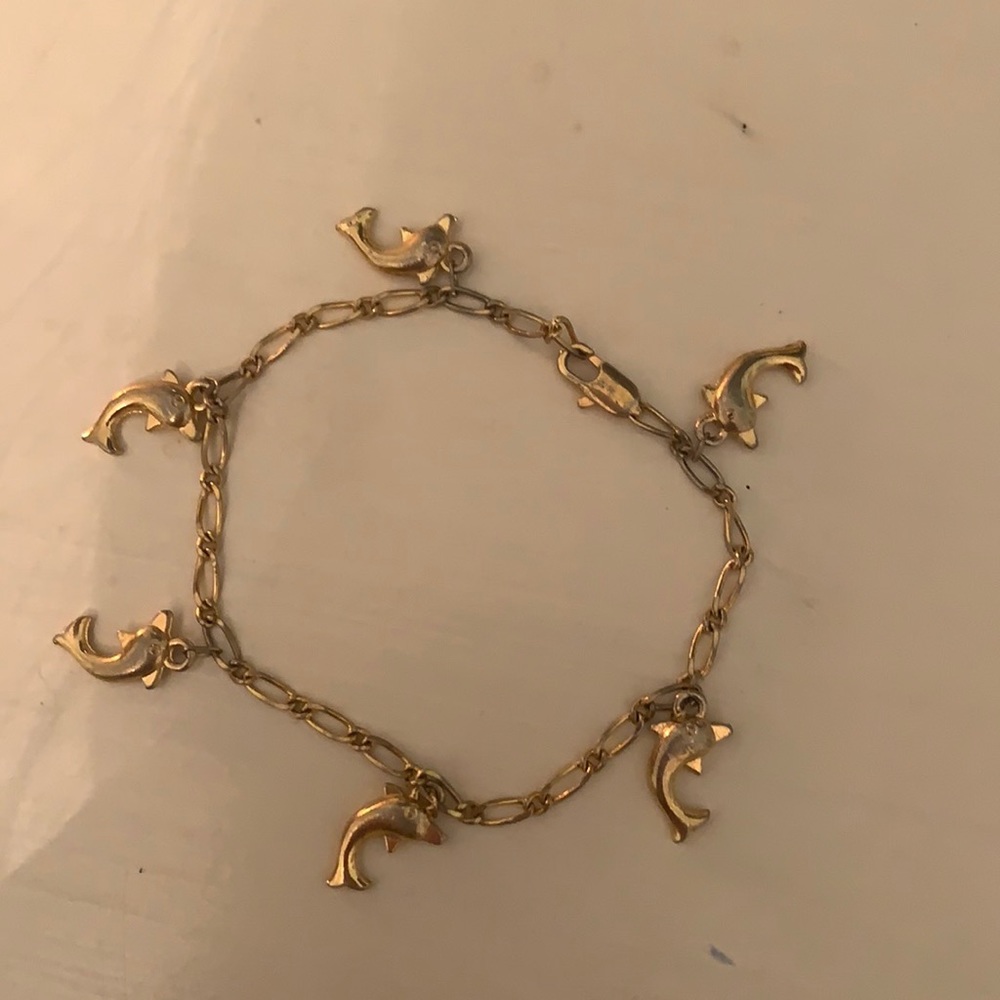 Gold Dolphin Charm Bangle